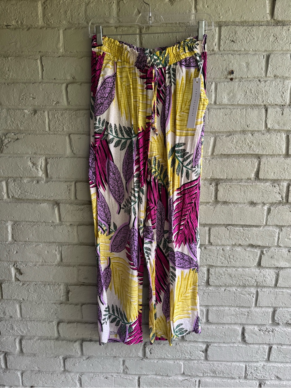 Jane & Delancey NWT SZ S  Tropical Print Pants multi colors pocket elastic waist